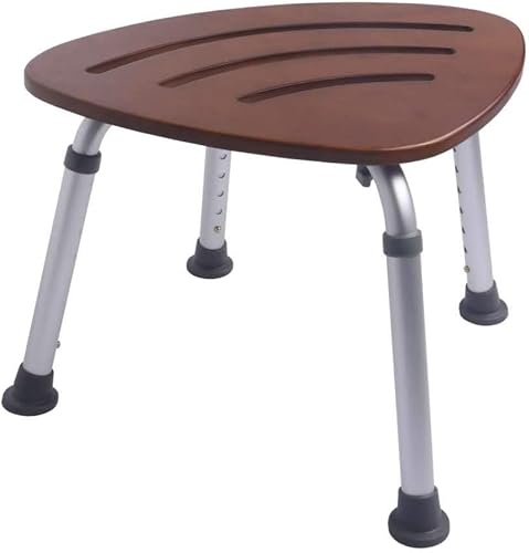 YUDA Asiento de baño triangular de bambú para personas mayores y adultos, altura ajustable, ecológica, resistente, con goma antideslizante, 19.7