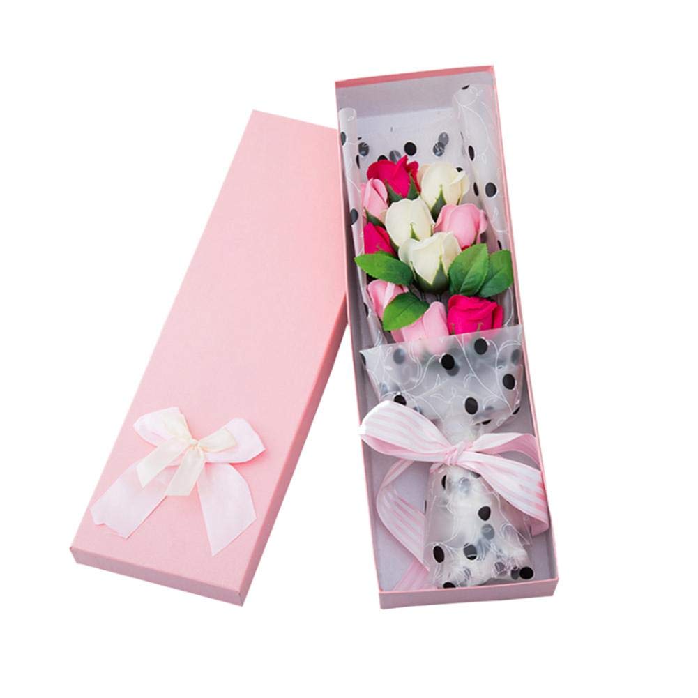 Crazy-Store 11pcs Rose Flowers Petal Bouquet Scented Perfumed Soap Valentine Gift(Pink