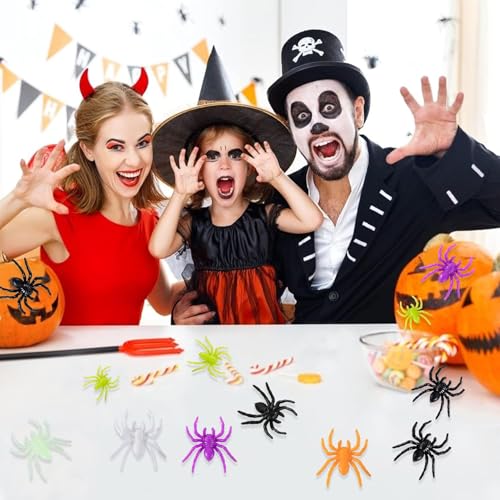 beejune 50 Stück Spinne, Simulation Wildspinne Modell, Realistic Spider, Spinnen Deko, Plastik Spinnen,Plastik Spinne, Spinne Spielzeug, Gummispinne, for Halloween Parties, Fool's Day
