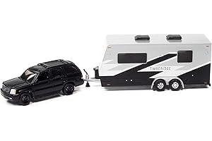 Johnny Lightning 2005 Escalade Matt Black 1/64 Trailer Diecast Model
