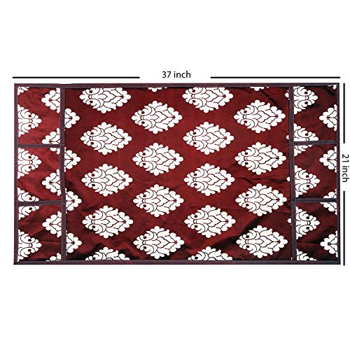 Image of Polyester 3-Layered Fridge Top Cover /Refrigerator Cover With 6 Utility Pockets (Color-Maroon, Size-39x21 Inches)