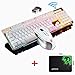 Juego de teclado y ratón inalámbricos y recargables de 2,4 G, teclado y ratón para juegos con retroiluminación LED arcoíris+ratón de juego recargable de 2400 DPI con 6 botones+alfombrilla de ratón