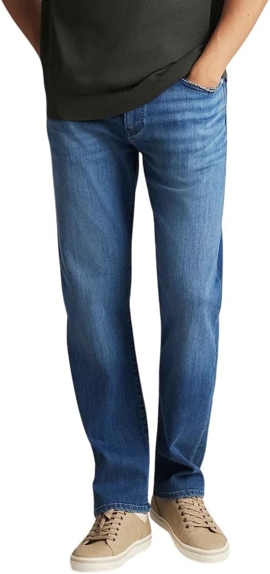 Mavi Men's Zach Regular Rise Straight Leg Jeans (Mid Brushed Feather Blue, 33W x 30L)