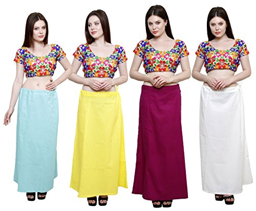 Image of Pistaa's combo of Women's Cotton Best Plain Solid Indian Readymade Inskirt Saree petticoats