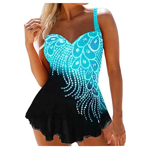 JHDESSLY Tankini-Set für Damen, zweiteilig, Tribal-Druck, ausgeschnittenes Tankini-Set mit Jungen-Shorts, Schlankheits-Badekleid in Übergröße Gr. 54, multi 4 JMSUN Tankini-Set für Damen, zweiteilig, Feder-Pailletten-Druck, Badebekleidung, Badebekleidung, Übergrößen S-5XL Gr. 54, grün