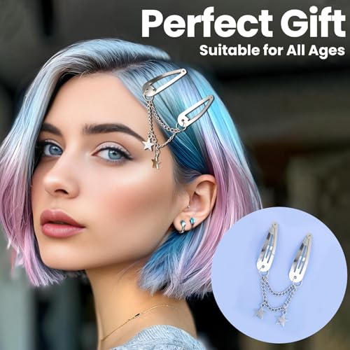 10pcs Pinzas de Pelo Estrella, Broches de Metal Antideslizantes para Mujer, Accesorios Vintage Y2K 2000s en Plata miniatura 5