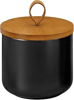 Ceramic Storage Jars, Modern Airtight Canisters with Wooden Lid (Black trumpet)