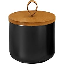 Ceramic Storage Jars, Modern Airtight Canisters with Wooden Lid Black trumpet