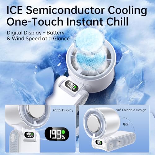 Image of Handheld Portable fan with Turbo Cooling 5500mAh 199 Speeds | 20000 RPM Hand Held Fan Rechargeable Powerful Mini Personal fan for Travel, Outdoor, Beach & Makeup