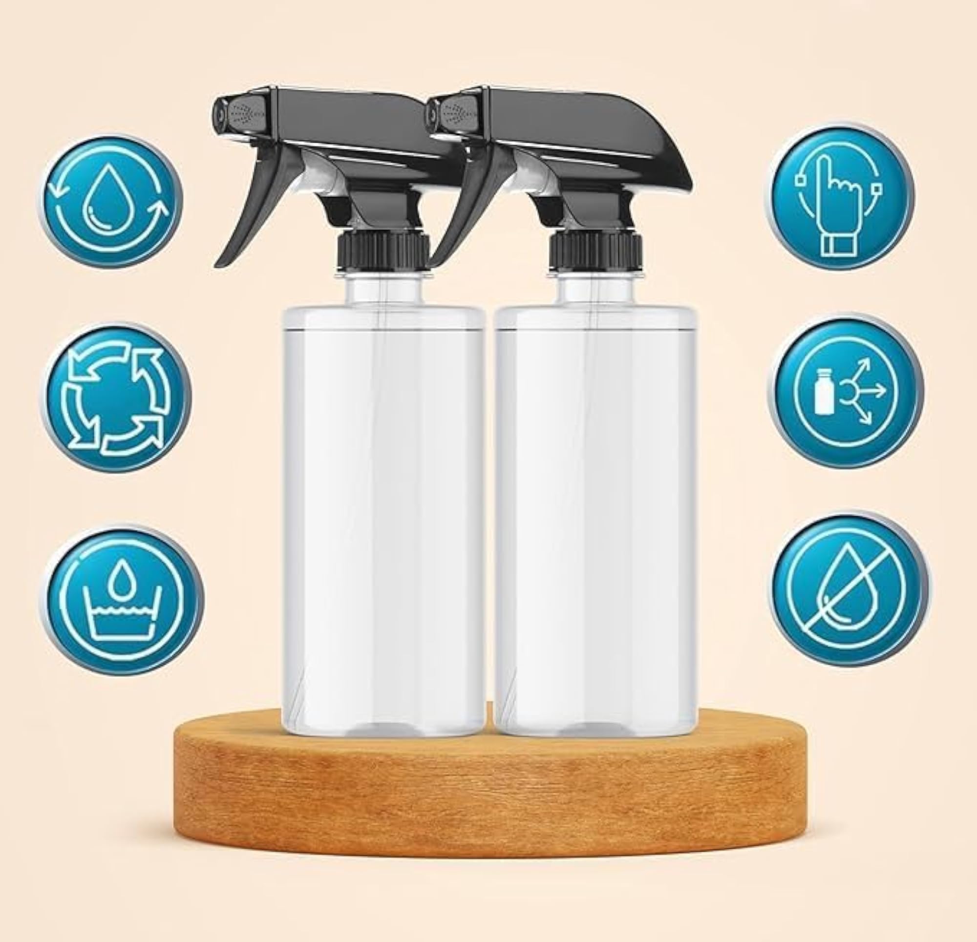 Pack of 4 Transparent Clear Empty Water Spray Bottles, 500ml