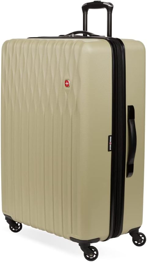 SwissGear 8018 Hardside Expandable Luggage with Spinner Wheels, Sand, Checked-Large 27-Inch