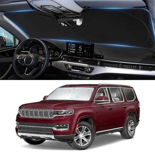 Image of Windshield Sun Shade for 2011-2025 2026 Jeep Grand Cherokee /Grand Cherokee | Custom Fit Grand Cherokee L SUV Accessories Window Sunshade Sun Visor Protector Foldable Blocks UV Rays