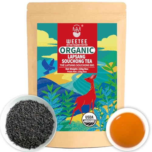 WT WEETEE Organic Lapsang Souchong Tea Loose Leaf, Organic Smoky Black Tea 8 Ounces, Natural