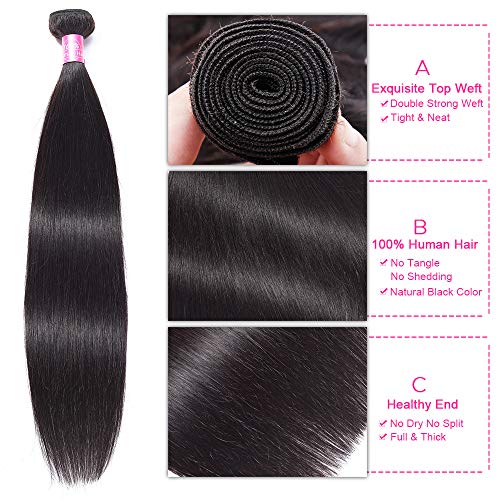 Fq Peruvian Straight Human Hair 1 Bundle 30 Inch Unprocessed Virgin 10A Human Hair Bundles Double Weft Straight Human Hair Extensions Weave Bundles 100G/Bundle Natural Color thumb #6