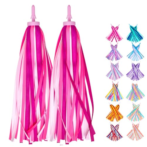 GUIZIYAO 2 Stück Kinder Fahrrad Luftschlange, fahrradzubehör Kinder, Bunte Lenkerfransen, Kinder Lenkerfransen, Fahrradlenker Streamers, für Kinderfahrräder, Dreiräder,Motorroller eingesetzt (A)