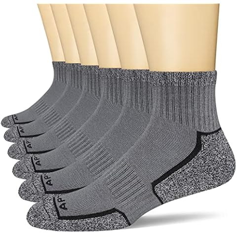 APTYID Men's Ankle Socks Athletic Cushioned Running, Dark Grey, Size 9-12, 6 Pairs Cover