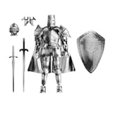 Medieval Action Figures,Knight Armor Action Figure,Multi-Jointed Movable Robot Mannequin T13,Dummy 13 Action Figure(Assembly Required) (B-Silver)