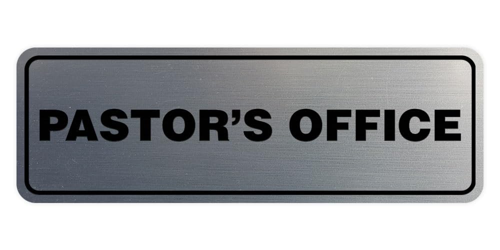 Signs ByLITA Standard Pastor's Office Sign (Brushed Silver) - Large