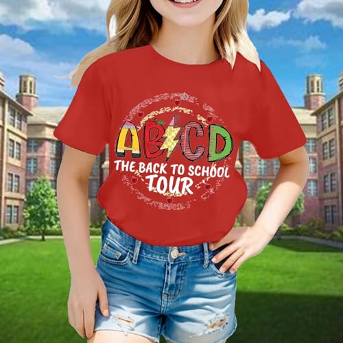 The Back to School Tour T Shirt for Girls Letter Print Short Sleeve T Shirts for Kids 2025 Casual Crewneck Tee Tops2