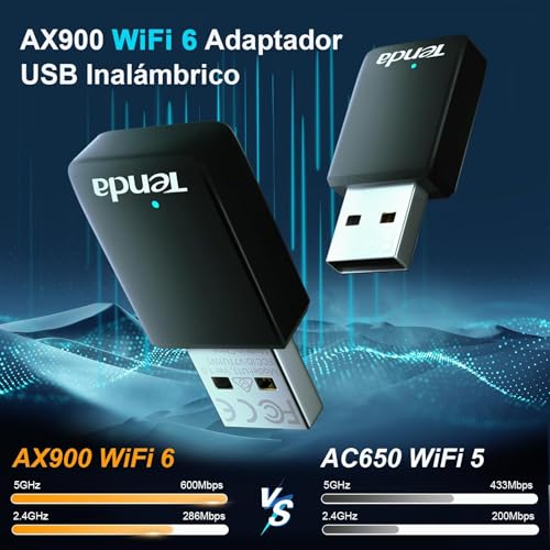 Miniatura 2 de Tenda AX900 U11 Adaptador WiFi USB para PC, WiFi 6 USB WiFi Doble Banda 5GHz 2.4GHz, Adaptador WiFi PC Compatible con Windows 11/10/7, Soft-Ap, WPA2