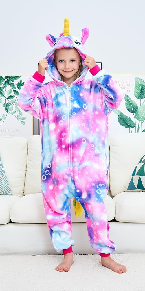 Kids Unicorn Animal onesie Pajamas Halloween Cosplay Costume Sleepwear - Image 3