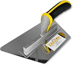 Evolution Desempenadeira Trapezoidal 24x13cm Flexível Lisa Sem Rebites C/Cabo Emborrachado Lâmina de Aço Inoxidável Para Efeito Decorativos Preto e Amarelo Cód - 1702