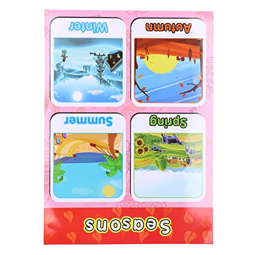 Four Seasons Wall Chart, Cartoon Pattern Filme PET Cor brilhante 10pcs Kids Seasons Wall Chart