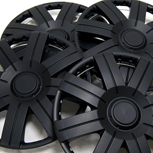 Image of WC3-15-613-B - Pack of 4 Hubcaps - 15-Inches | Black | Style 613 Style Snap-On (Pop-On) Type Matte Black Wheel Covers Hub-caps