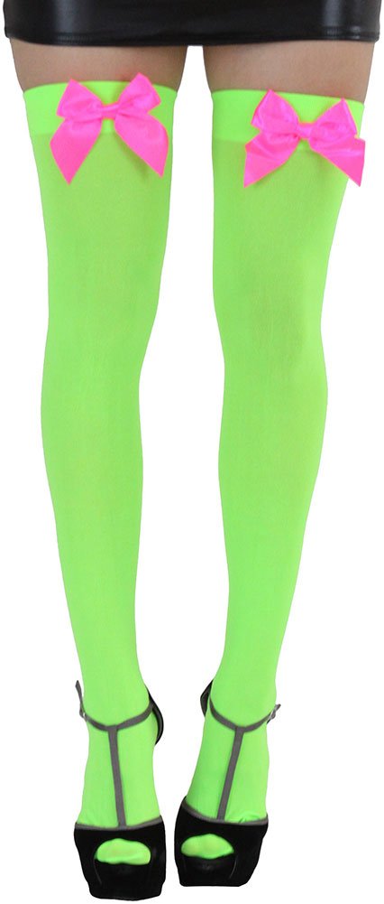 ToBeInStyle Women’s Opaque Long Thigh High Stockings w/Decorative Front Satin Bow