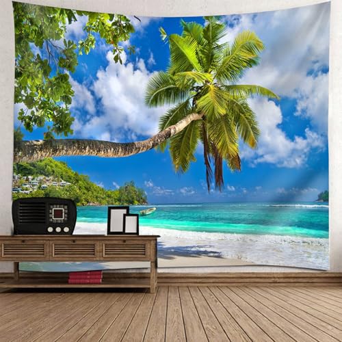 Tapisserie Murale Paysage Plage Cocotier Tenture Moderne Chambre Enfant