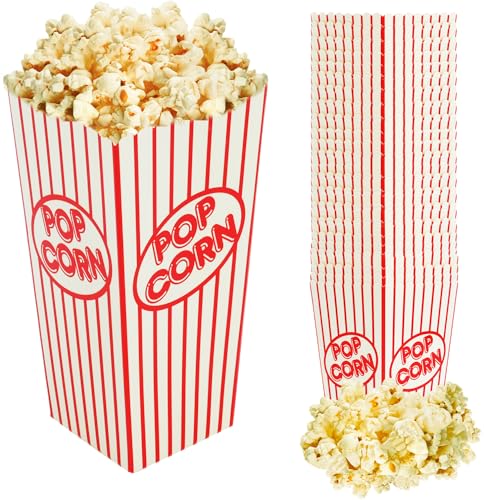 Navoys Red & White Popcorn Box Pack of 10 - Each Box Holds 30g, Movie Night Snack Tray, Carnival Bucket, Circus Party Decoration/Accessories, Cinema Bowl, Butter Bag