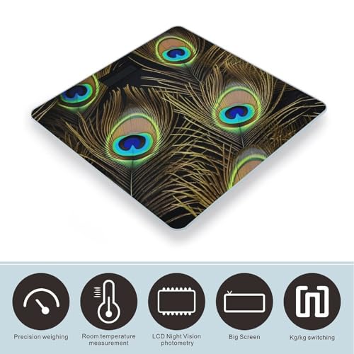 Báscula digital de baño con plumas de pavo real miniatura 3