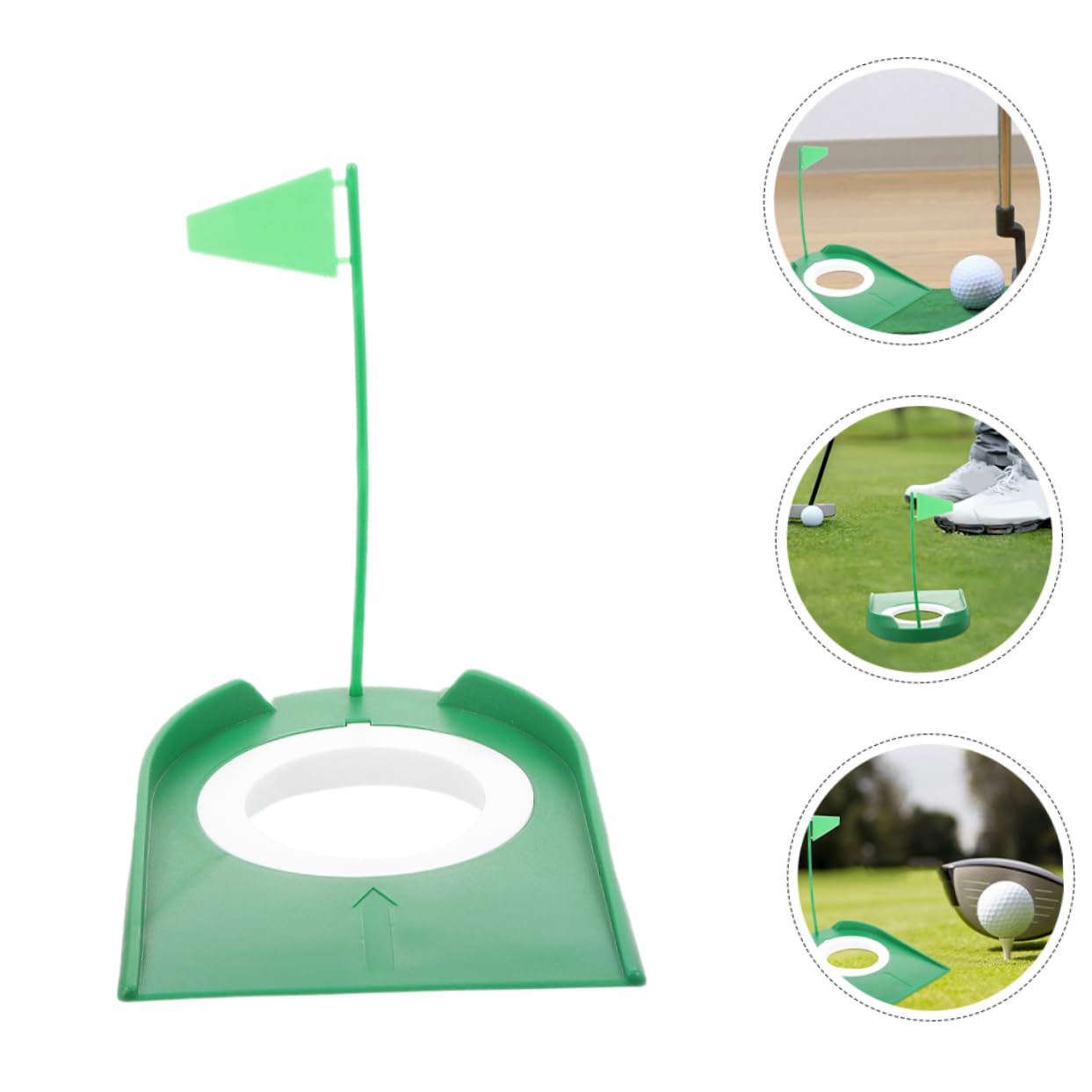 BESPORTBLE Golf Putter Training Cup 3pcs Green Compact Golfing Hole Cup with Flag for Practice