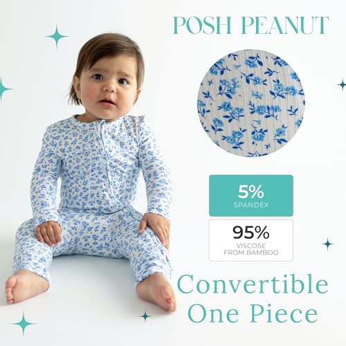 Image of Posh Peanut Girls Convertible Baby Sleepers, Toddlers Footless Pajamas | True To Size Fit With 2-Way Zipper, Convertible Mittens /Footies With Grips, Tagless Gentle Comfort, Easy Care Wash