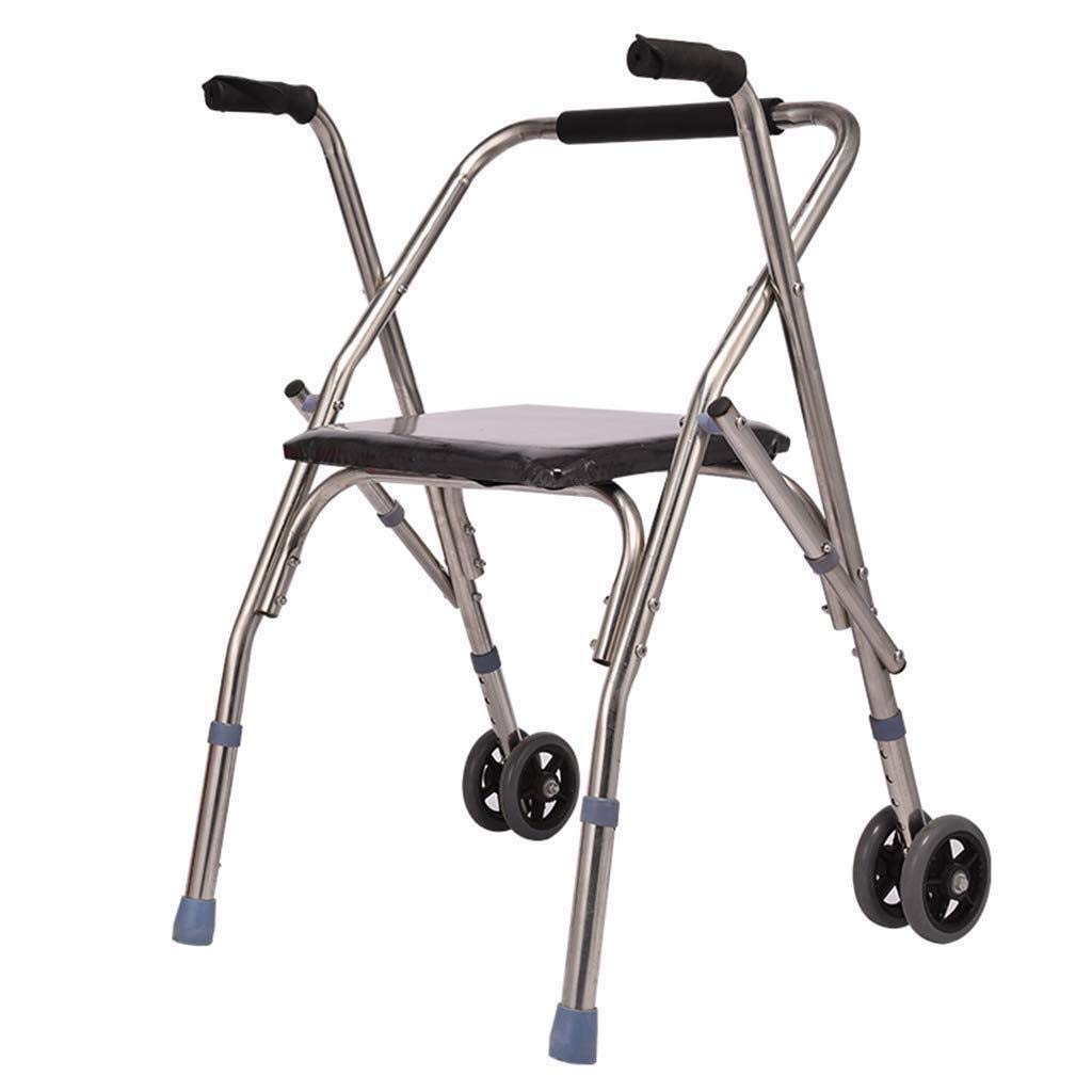Aluminum Alloy Folding Walking Frame with Wheeled Walker Aid for Standard Walker for The Elderly-Height Adjustable Elderly Walker Lofty Ambition