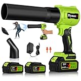 Plymax Cordless Leaf Blower,Electric 800,000 RPM Handheld Blower with 2×21V Batteries & Charger,Turbo Jet air Blower with 2 Speed Nozzles for Patio Cleaning,Lawn Care,Leaves,Dust,Snow,Car Drying