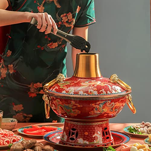 Olla caliente de cobre para carbón estilo antiguo, rojo miniatura 5