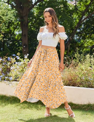 Jupe longue pour femme trapèze décontractée été floral - 4
