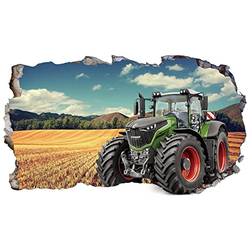 2Pcs Wandtattoo Traktor Trecker 3D Effekt XXL Farm Feld Landwirtschaft Wandaufkleber Fenster Selbstklebend für Junge Kinderzimmer Groß 1000mmx600mm