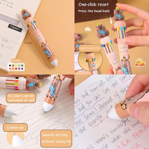 Image of KEYDUACU Cute Water Cavy Pencil Case with Hairstyle Kit, Large Capacity Water Guinea Pig Cute Animal School Supplies Bag with Pencil Set & 10-Color Pen(Brown)