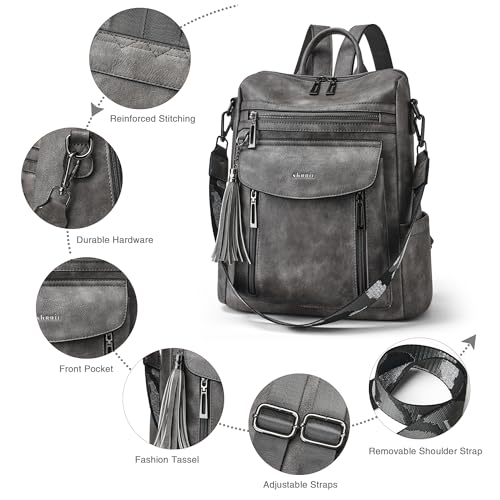Image of Shrrie Backpack Purse for Women Fashion Leather Backpack Purse Designer Travel Backpack Convertible Shoulder Bag with Wristlet