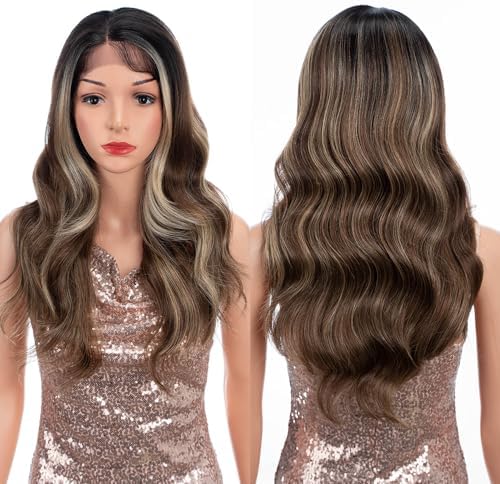 Amazon.com: Long Body Wave Wigs for Women 13x4 HD Synthetic Lace Front ...