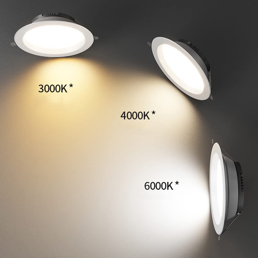 10 szt. Oprawa typu downlight LED, ultracienkie światło panelowe, światło dzienne, modernizacja, downlight, okrągłe, aluminiowe, wpuszczane, do łazienki, kuchni, 3000 K / 4000 K / 6000 K, 5-4000