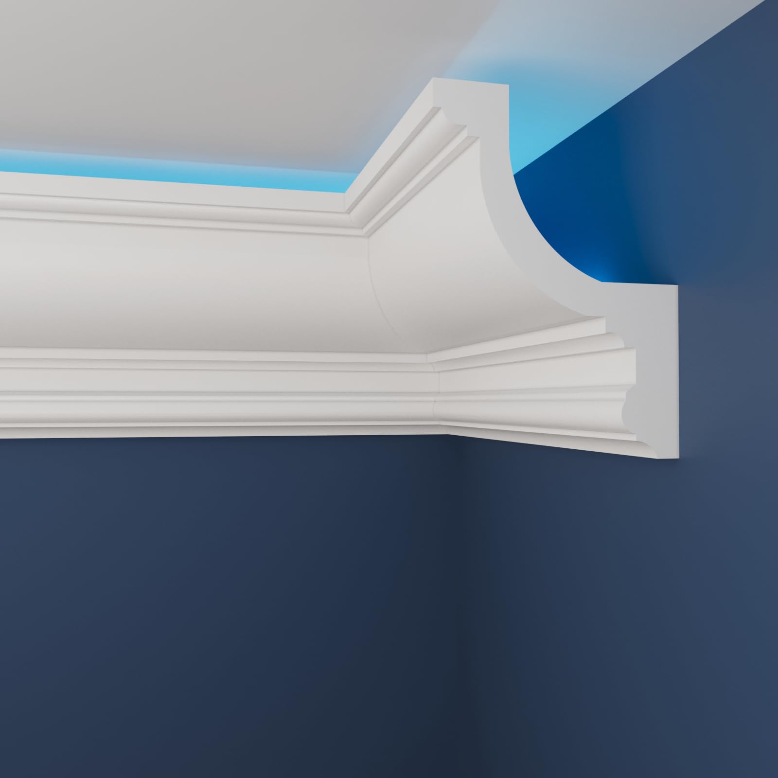 WOLDECOR Premium LED Coving Cornice – Lightweight XPS Ceiling Moulding Trim, Easy to Install Decorative Polystyrene Coving for Walls and Ceilings with LED Lighting (WLU13, External Corner 20cm) — image 1