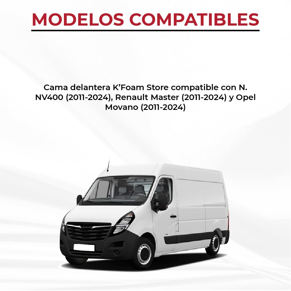 Colchón Plegable Cama Delantera Camper Compatible Opel Movano Renault Master NV400 2011 Gris