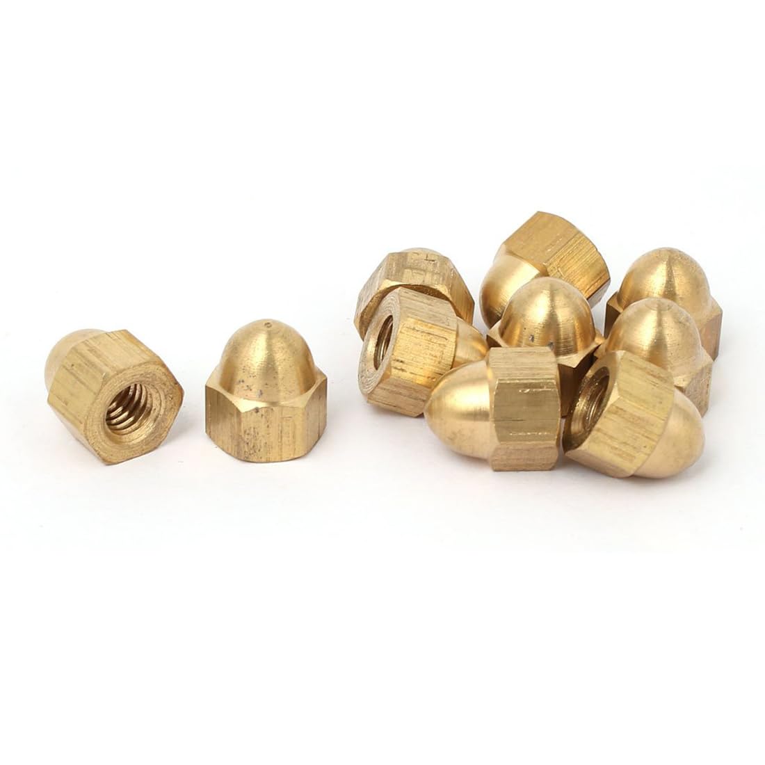 TA-VIGOR M6 Female Thread Nut DIN1587, Hex Acorn Cap Nuts for Thread Protection, Decorative Brass Hexagon Nuts for Furniture, Railings & DIY, 10 Pack