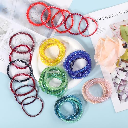 Ornaland 70 Pcs Beaded Bracelets for Women Set Colorful Glass Bead Stackable Preppy Beach Surfer Stretch Crystal Bracelets Wrist Jewelry for Women (Colorful)3