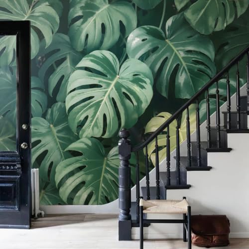 Papier peint panoramique intissé Monstera 400x280 cm pour grand mur de salon