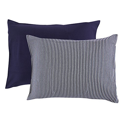 Touched by Nature Unisex Baby and Toddler Organic Cotton Toddler Pillowcase, Navy Heather Gray, One Size