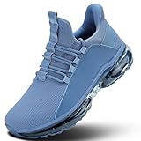 Men's Air Cushion Running Shoes Breathable Tennis Fashion Sneakers Non Slip Workout Casual Sport Gym Training Soft Sole Walking Shoes Misty Blue